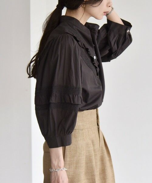 SHIPS / シップス シャツ・ブラウス | quaranciel:〈洗濯機可能〉コットン レース ライン フリル パフスリーブ ブラウス | 詳細20