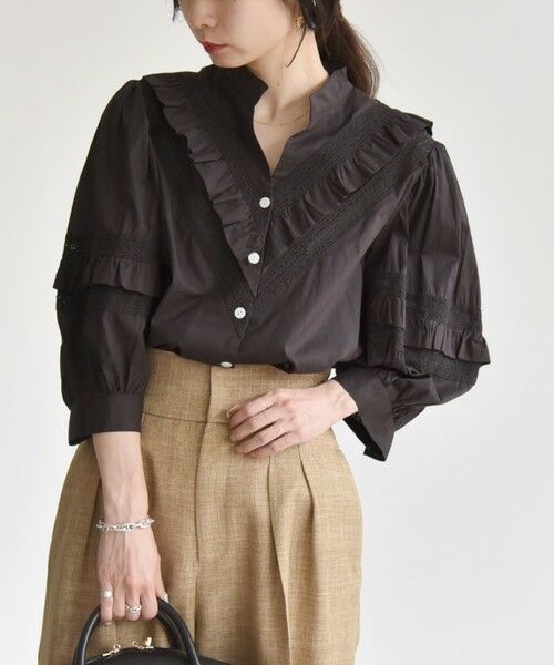 SHIPS / シップス シャツ・ブラウス | quaranciel:〈洗濯機可能〉コットン レース ライン フリル パフスリーブ ブラウス | 詳細22