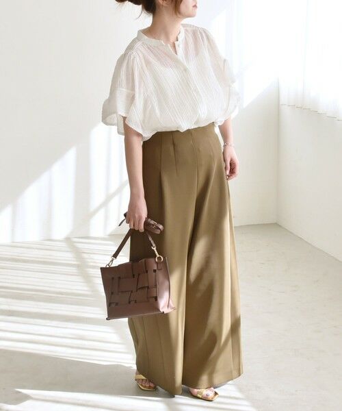 SHIPS / シップス シャツ・ブラウス | quaranciel:〈洗濯機可能〉スタンドカラー シアー フリル ハーフスリーブ ブラウス | 詳細1