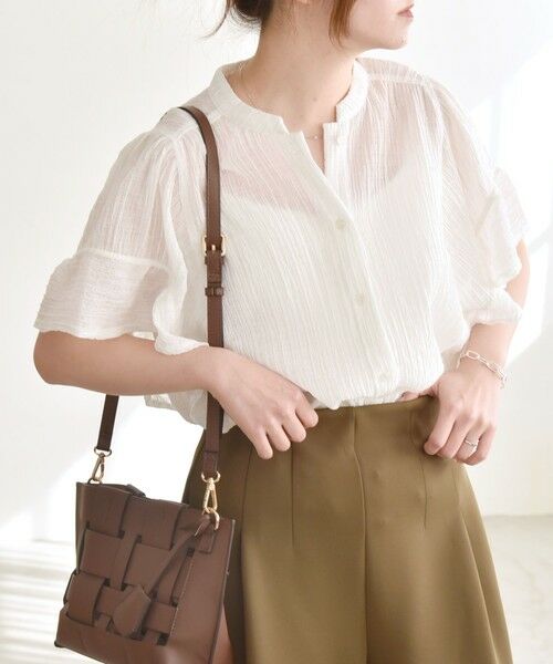 SHIPS / シップス シャツ・ブラウス | quaranciel:〈洗濯機可能〉スタンドカラー シアー フリル ハーフスリーブ ブラウス | 詳細4