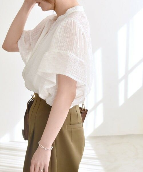 SHIPS / シップス シャツ・ブラウス | quaranciel:〈洗濯機可能〉スタンドカラー シアー フリル ハーフスリーブ ブラウス | 詳細6