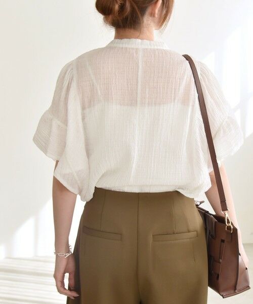 SHIPS / シップス シャツ・ブラウス | quaranciel:〈洗濯機可能〉スタンドカラー シアー フリル ハーフスリーブ ブラウス | 詳細7