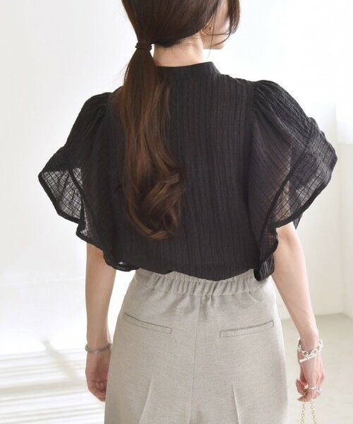 SHIPS / シップス シャツ・ブラウス | quaranciel:〈洗濯機可能〉スタンドカラー シアー フリル ハーフスリーブ ブラウス | 詳細15