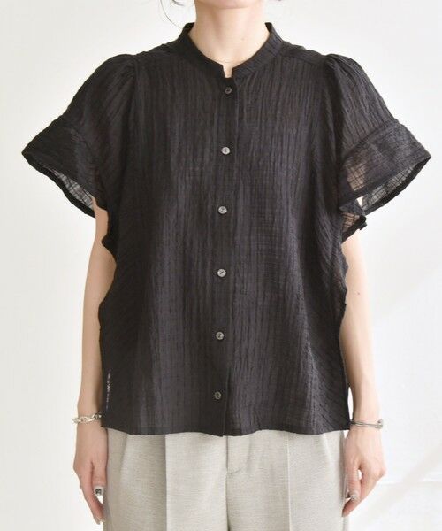 SHIPS / シップス シャツ・ブラウス | quaranciel:〈洗濯機可能〉スタンドカラー シアー フリル ハーフスリーブ ブラウス | 詳細24