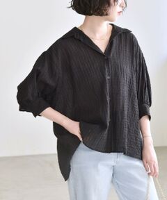 SHIPS / シップス シャツ・ブラウス | quaranciel :〈洗濯機可能〉シアー バンピー レギュラーカラー パフ シャツ ブラウス