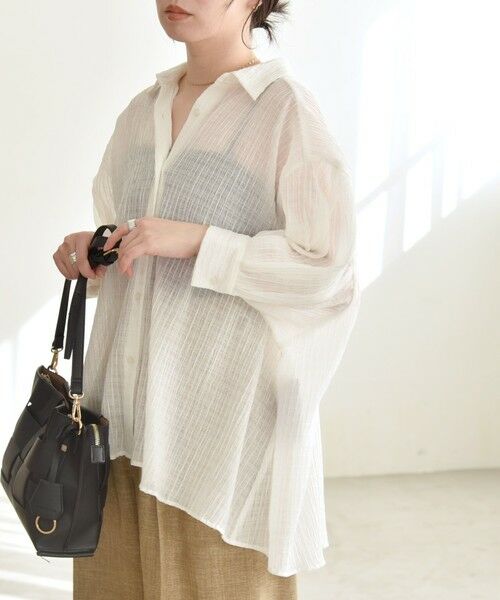 SHIPS / シップス シャツ・ブラウス | quaranciel :〈洗濯機可能〉シアー バンピー レギュラーカラー パフ シャツ ブラウス | 詳細14