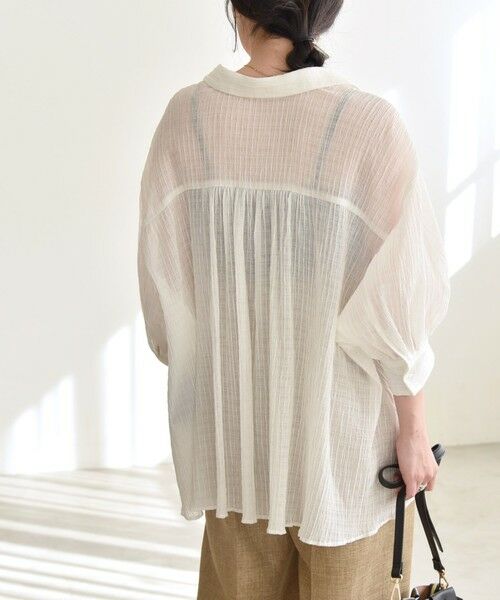 SHIPS / シップス シャツ・ブラウス | quaranciel :〈洗濯機可能〉シアー バンピー レギュラーカラー パフ シャツ ブラウス | 詳細15