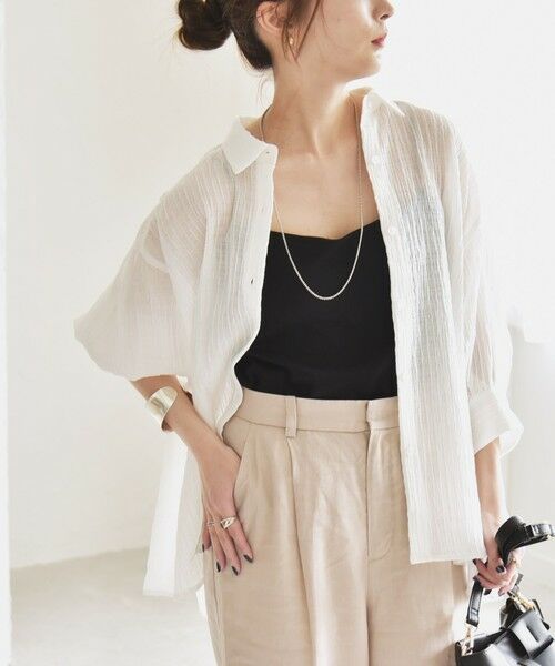 SHIPS / シップス シャツ・ブラウス | quaranciel :〈洗濯機可能〉シアー バンピー レギュラーカラー パフ シャツ ブラウス | 詳細2