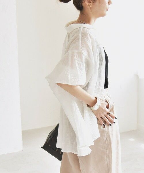 SHIPS / シップス シャツ・ブラウス | quaranciel :〈洗濯機可能〉シアー バンピー レギュラーカラー パフ シャツ ブラウス | 詳細7