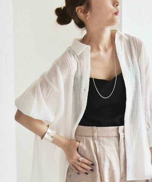 SHIPS / シップス シャツ・ブラウス | quaranciel :〈洗濯機可能〉シアー バンピー レギュラーカラー パフ シャツ ブラウス | 詳細8