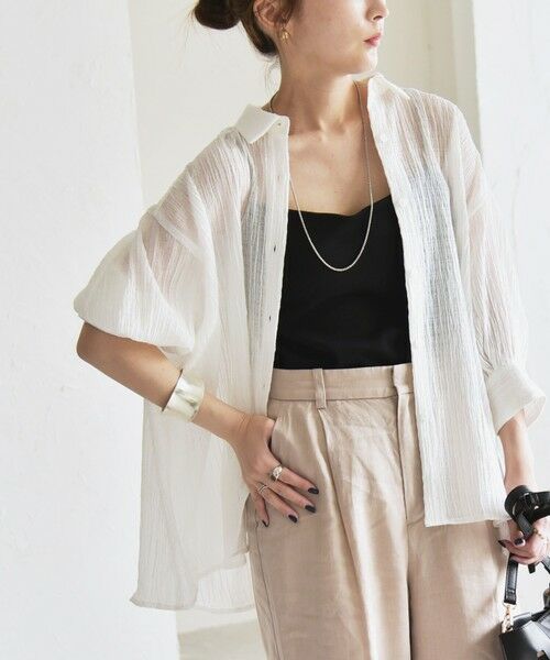 SHIPS / シップス シャツ・ブラウス | quaranciel :〈洗濯機可能〉シアー バンピー レギュラーカラー パフ シャツ ブラウス | 詳細9