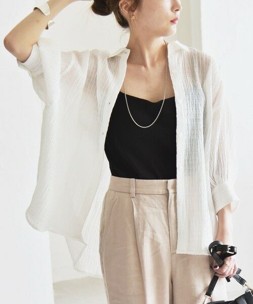 SHIPS for women/シップスウィメン 《予約》quaranciel:〈洗濯機可能〉シアー パフ スリーブ シャツ ホワイト ONE SIZE SHIPS for women/シップスウィメン 《予約》quaranciel:〈洗濯機可能〉シアー パフ スリーブ シャツ ホワイト ONE SIZE