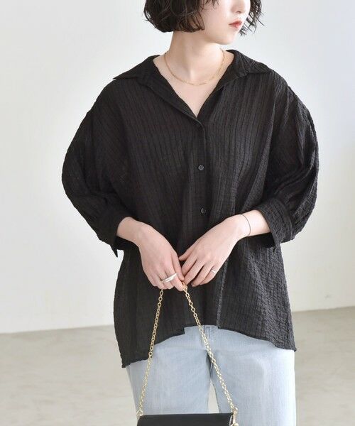 SHIPS / シップス シャツ・ブラウス | quaranciel :〈洗濯機可能〉シアー バンピー レギュラーカラー パフ シャツ ブラウス | 詳細24