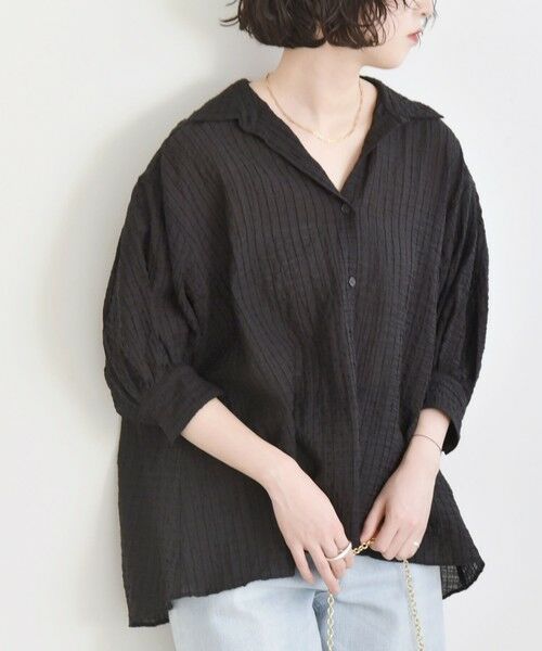 SHIPS for women/シップスウィメン 《予約》quaranciel:〈洗濯機可能〉シアー パフ スリーブ シャツ ブラック ONE SIZE SHIPS for women/シップスウィメン 《予約》quaranciel:〈洗濯機可能〉シアー パフ スリーブ シャツ ブラック ONE SIZE