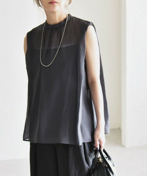 SHIPS / シップス シャツ・ブラウス | quaranciel:〈洗濯機可能〉シアー ハイネック ノースリーブ ギャザー ブラウス | 詳細19