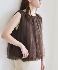 SHIPS / シップス Tシャツ | quaranciel:〈手洗い可能〉チュール バルーン ノースリーブ プルオーバー