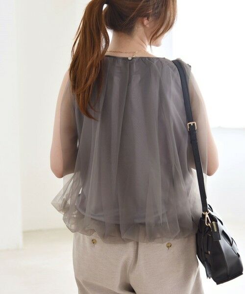SHIPS / シップス Tシャツ | quaranciel:〈手洗い可能〉チュール バルーン ノースリーブ プルオーバー | 詳細11