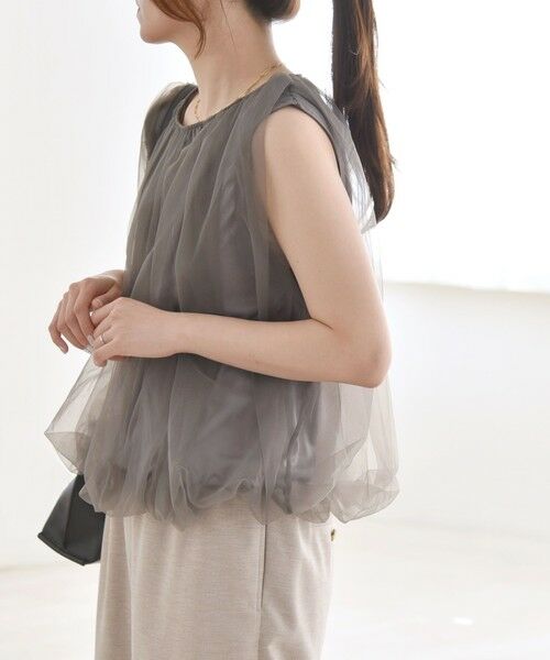 SHIPS / シップス Tシャツ | quaranciel:〈手洗い可能〉チュール バルーン ノースリーブ プルオーバー | 詳細3