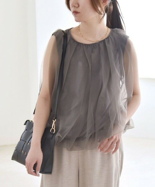 SHIPS / シップス Tシャツ | quaranciel:〈手洗い可能〉チュール バルーン ノースリーブ プルオーバー | 詳細4