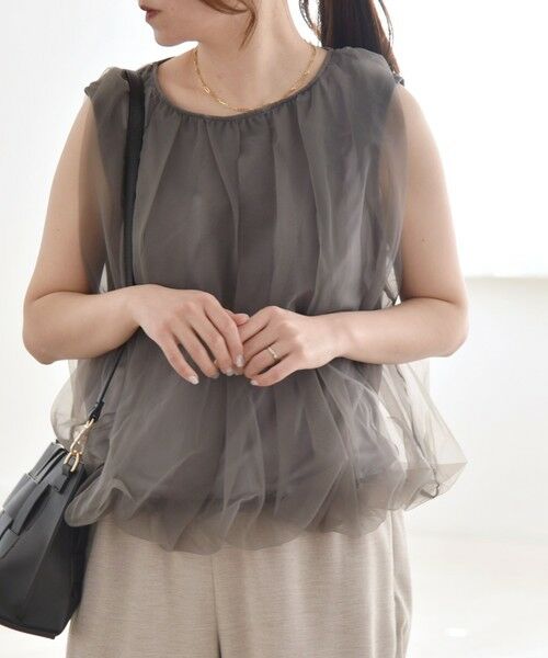 SHIPS / シップス Tシャツ | quaranciel:〈手洗い可能〉チュール バルーン ノースリーブ プルオーバー | 詳細5