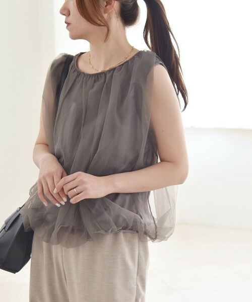 SHIPS / シップス Tシャツ | quaranciel:〈手洗い可能〉チュール バルーン ノースリーブ プルオーバー | 詳細7