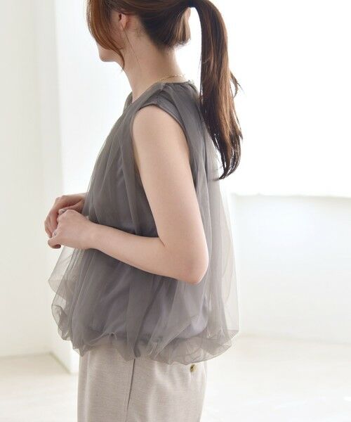 SHIPS / シップス Tシャツ | quaranciel:〈手洗い可能〉チュール バルーン ノースリーブ プルオーバー | 詳細8