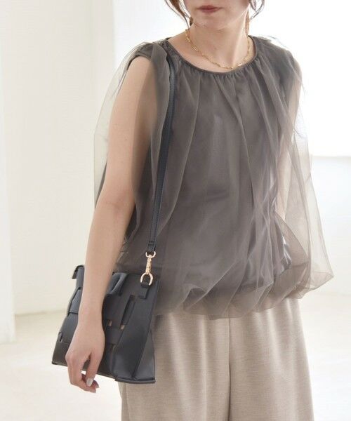 SHIPS / シップス Tシャツ | quaranciel:〈手洗い可能〉チュール バルーン ノースリーブ プルオーバー | 詳細9