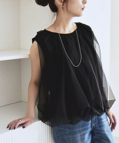 SHIPS / シップス Tシャツ | quaranciel:〈手洗い可能〉チュール バルーン ノースリーブ プルオーバー | 詳細16