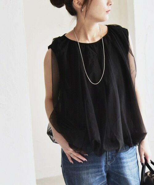 SHIPS / シップス Tシャツ | quaranciel:〈手洗い可能〉チュール バルーン ノースリーブ プルオーバー | 詳細21