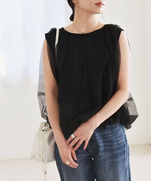 SHIPS / シップス Tシャツ | quaranciel:〈手洗い可能〉チュール バルーン ノースリーブ プルオーバー | 詳細23