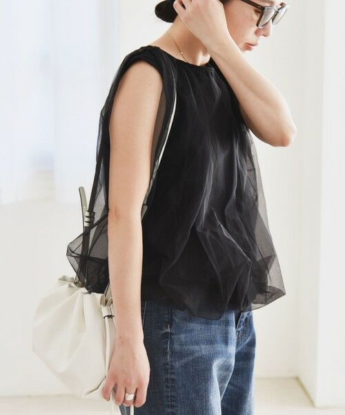 SHIPS / シップス Tシャツ | quaranciel:〈手洗い可能〉チュール バルーン ノースリーブ プルオーバー | 詳細24