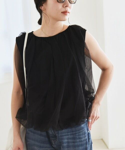 SHIPS / シップス Tシャツ | quaranciel:〈手洗い可能〉チュール バルーン ノースリーブ プルオーバー | 詳細25