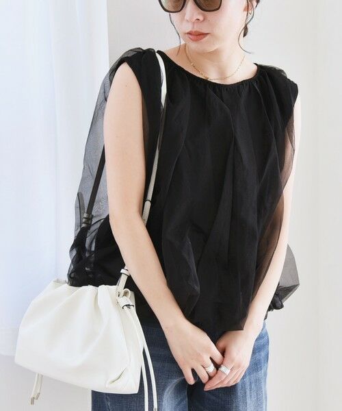 SHIPS for women/シップスウィメン quaranciel:〈手洗い可能〉チュール バルーン ノースリーブ プルオーバー ブラック ONE SIZE SHIPS for women/シップスウィメン quaranciel:〈手洗い可能〉チュール バルーン ノースリーブ プルオーバー ブラック ONE SIZE