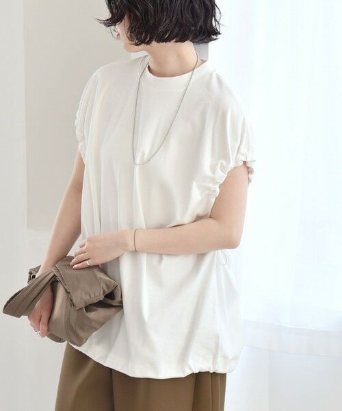 SHIPS for women/シップスウィメン 《予約》quaranciel:〈多機能/洗濯機可能〉ドロスト ギャザー スリーブ TEE ホワイト ONE SIZE SHIPS for women/シップスウィメン 《予約》quaranciel:〈多機能/洗濯機可能〉ドロスト ギャザー スリーブ TEE ホワイト ONE SIZE