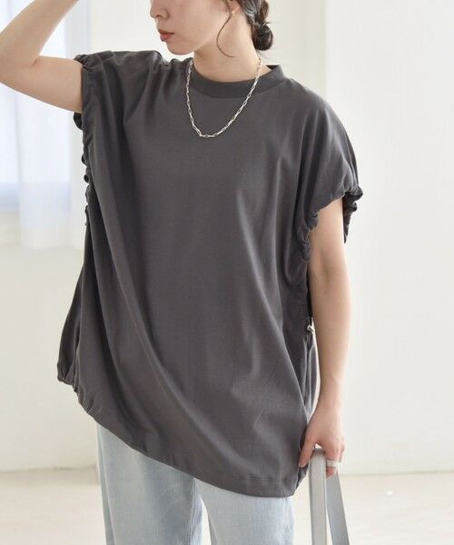 SHIPS / シップス Tシャツ | quaranciel:〈接触冷感/汗染み防止加工/洗濯機可能〉ドロスト ギャザー チュニック TEE | 詳細27