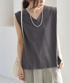 SHIPS / シップス Tシャツ | quaranciel:〈接触冷感/汗染み防止加工/洗濯機可能〉Vネック ノースリーブ プルオーバー