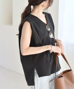 SHIPS / シップス Tシャツ | quaranciel:〈接触冷感/汗染み防止加工/洗濯機可能〉Vネック ノースリーブ プルオーバー