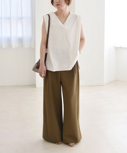 SHIPS / シップス Tシャツ | quaranciel:〈接触冷感/汗染み防止加工/洗濯機可能〉Vネック ノースリーブ プルオーバー | 詳細1