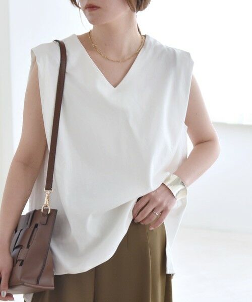 SHIPS / シップス Tシャツ | quaranciel:〈接触冷感/汗染み防止加工/洗濯機可能〉Vネック ノースリーブ プルオーバー | 詳細4