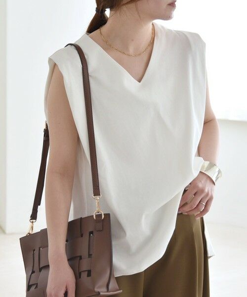 SHIPS / シップス Tシャツ | quaranciel:〈接触冷感/汗染み防止加工/洗濯機可能〉Vネック ノースリーブ プルオーバー | 詳細6