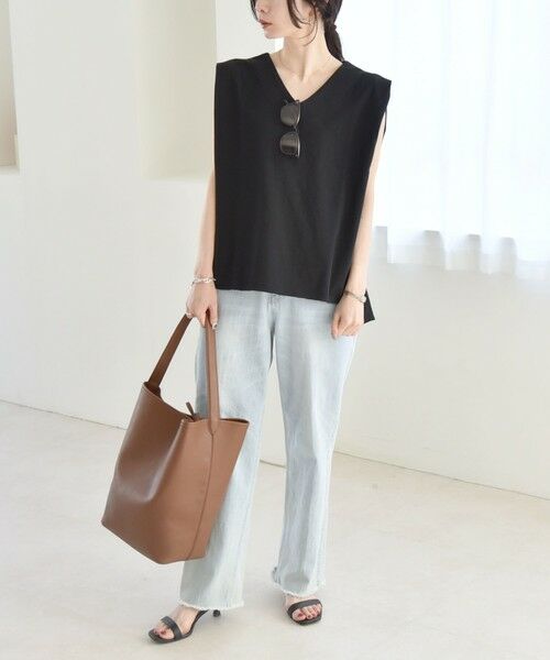 SHIPS / シップス Tシャツ | quaranciel:〈接触冷感/汗染み防止加工/洗濯機可能〉Vネック ノースリーブ プルオーバー | 詳細25