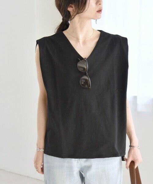 SHIPS / シップス Tシャツ | quaranciel:〈接触冷感/汗染み防止加工/洗濯機可能〉Vネック ノースリーブ プルオーバー | 詳細27