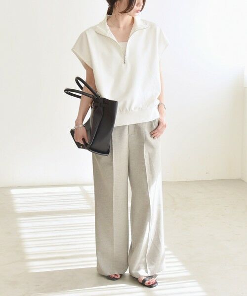 SHIPS / シップス Tシャツ | quaranciel:〈洗濯機可能〉ライト ポンチ ハーフジップ フレンチスリーブ TEE | 詳細1