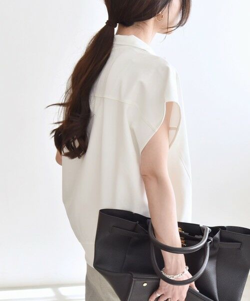 SHIPS / シップス Tシャツ | quaranciel:〈洗濯機可能〉ライト ポンチ ハーフジップ フレンチスリーブ TEE | 詳細4