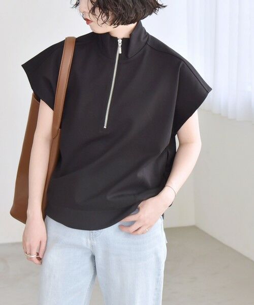 SHIPS / シップス Tシャツ | quaranciel:〈洗濯機可能〉ライト ポンチ ハーフジップ フレンチスリーブ TEE | 詳細12