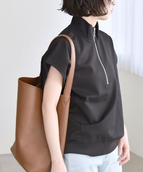 SHIPS / シップス Tシャツ | quaranciel:〈洗濯機可能〉ライト ポンチ ハーフジップ フレンチスリーブ TEE | 詳細13