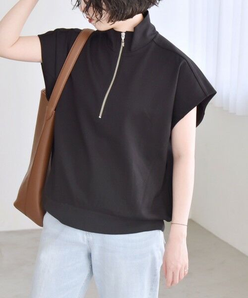 SHIPS / シップス Tシャツ | quaranciel:〈洗濯機可能〉ライト ポンチ ハーフジップ フレンチスリーブ TEE | 詳細14