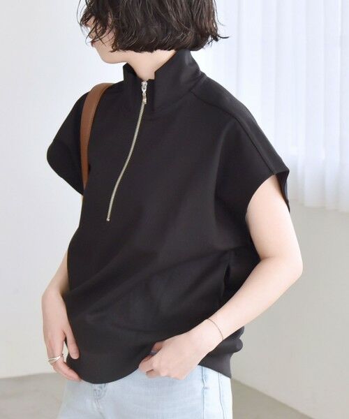 SHIPS / シップス Tシャツ | quaranciel:〈洗濯機可能〉ライト ポンチ ハーフジップ フレンチスリーブ TEE | 詳細15