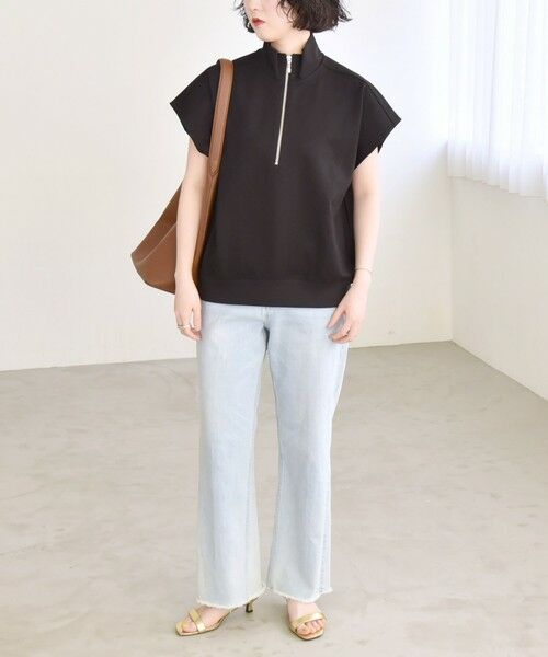 SHIPS / シップス Tシャツ | quaranciel:〈洗濯機可能〉ライト ポンチ ハーフジップ フレンチスリーブ TEE | 詳細10