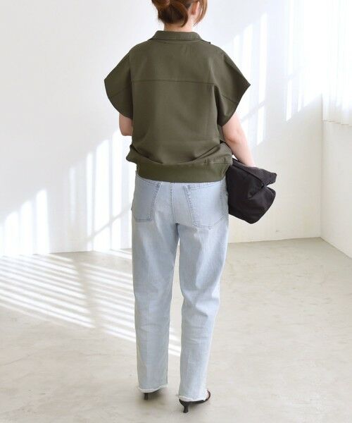 SHIPS / シップス Tシャツ | quaranciel:〈洗濯機可能〉ライト ポンチ ハーフジップ フレンチスリーブ TEE | 詳細24